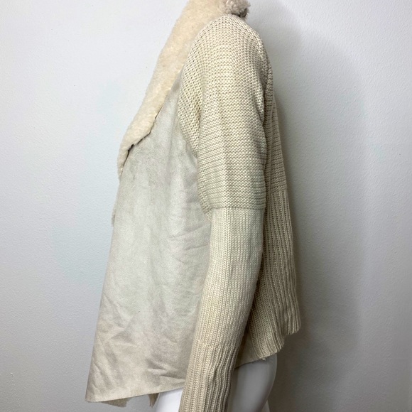 Faux Fur Trimmed Waterfall Sweater Cardigan - Picture 4 of 9